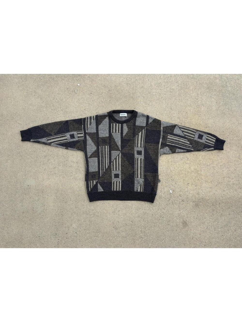 Jantzen Geometric Pattern Wool Sweater Made in Canada L/G